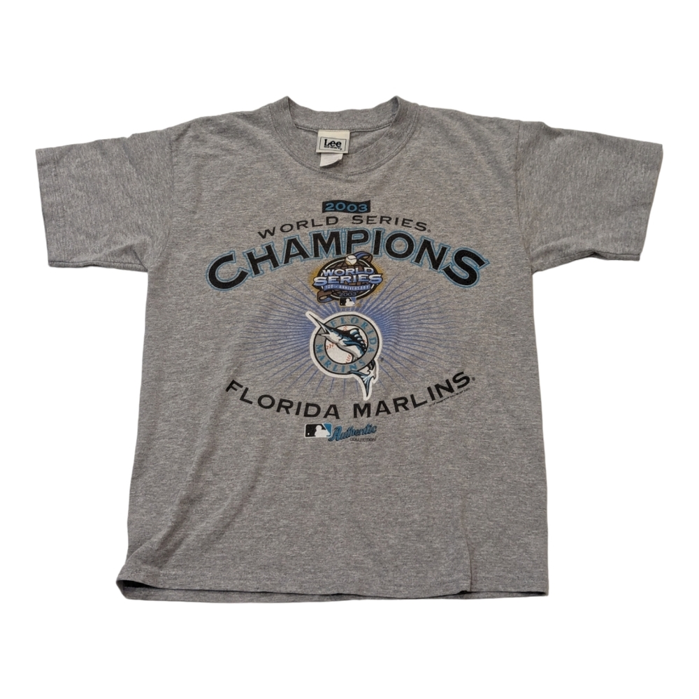 Vtg 2003 Lee Sport FLORIDA MARLINS World Series Shirt Youth Size Large